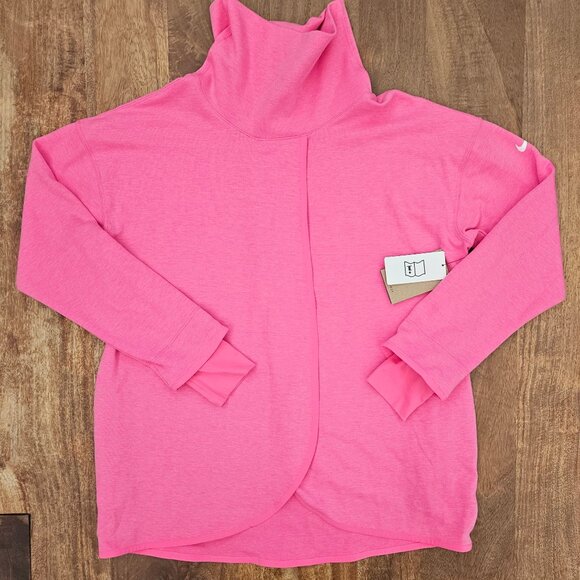 Nike Open Front Wrap Top Womens Medium Pink DRI-FIT Training Athletic NWT - Picture 1 of 6